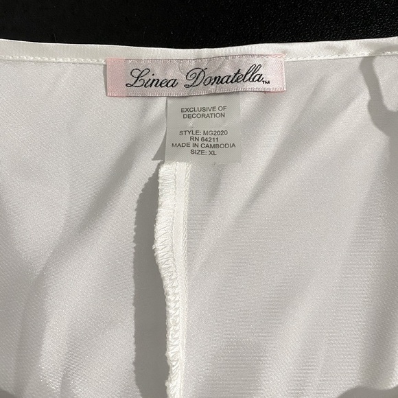 Vintage Linea Donatella Satin Bead Lace Maxi Slip Babydoll Dress White Dollcore - Picture 8 of 13